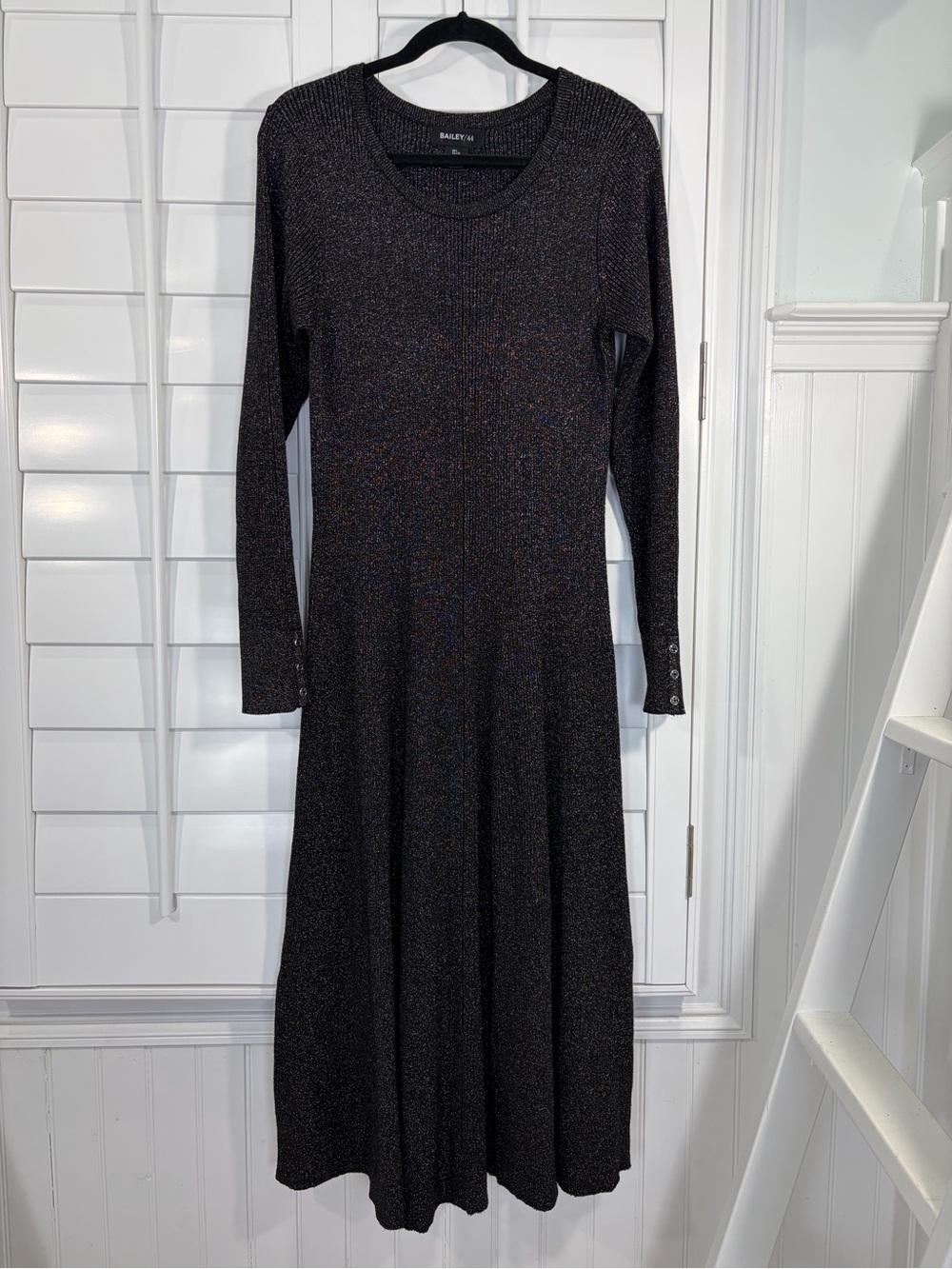 Bailey 44 Metallic Long-Sleeve Knit Maxi Dress (L)